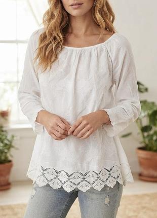 Біла мереживна катонова блузка , 2xl.