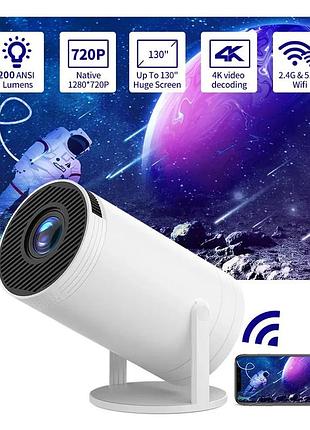 Мини-проектор портативный мультимедийный с яркостью 200 ansi для домашнего кинотеатра с поддержкой 4k wi-fi