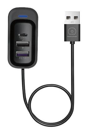 Usb-хаб wuw-c245 3-in-1 usb-a to 2 usb-a, usb-c black