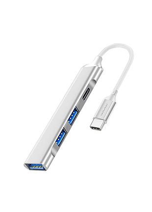 Usb-хаб wuw-x236 usb 4-in-1 multifunctional expander, usb3.0 high-speed transmission silver