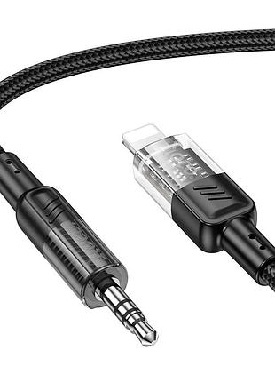 Аудiокабель hoco upa27 ip to 3.5mm male, nylon braid, 1.2m, black