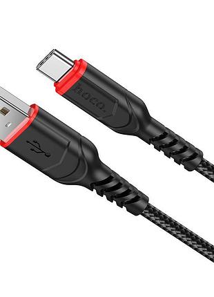 Кабель hoco x59 usb to type-c 3a, 1m, nylon, tpe connectors, black