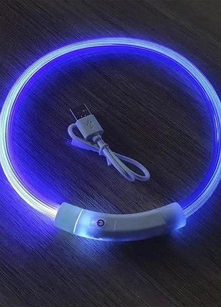 Вологостійкий силіконовий led-нашийник 40 см розмір m для собак з 3 режимами / світлодіодний світящий нашийник