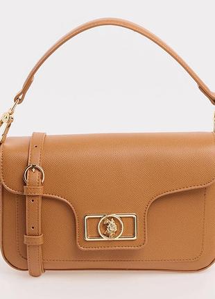 Новая оригинальная сумка u.s. polo assn. jones chic flap shoulder bag (светло-коричневая / рыжая)