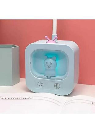 Аккумуляторная настольная лампа с подвижной головкой и rgb-подсветкой в форме медвежонка / светодиодный светильник