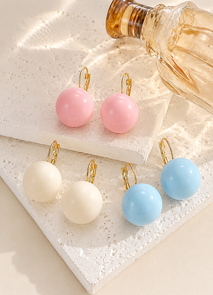 Сережки-кульки bubble earrings | легкі акрилові сережки | baby blue × vanilla cream × bubble gum