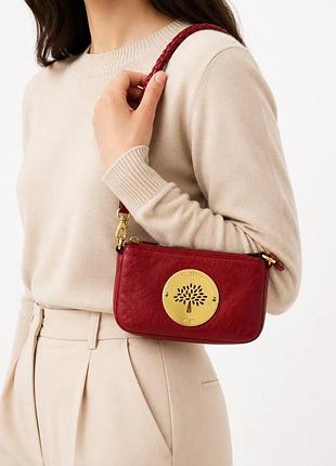 Mulberry daria pochette mini red leather shoulder bag