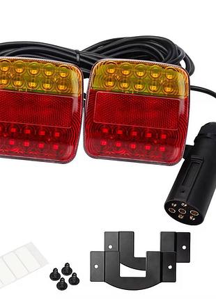 Комплект led ліхтарів причепа з проводкою 7.5 метра з магнітами 12-24v