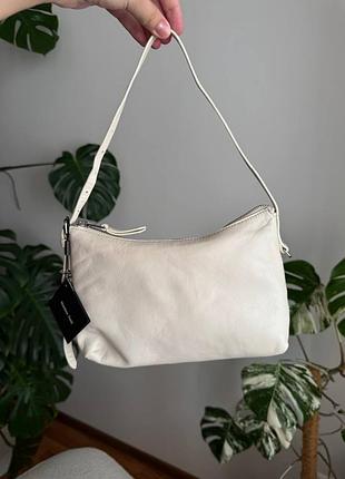 Кожаная белая сумочка massimo dutti 6913/646