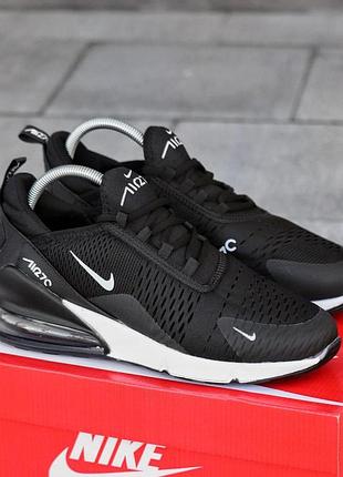 Мужские кроссовки nike air max черно белые спортивные летние кроссы из кожи найк аир макс легкая обувь на лето