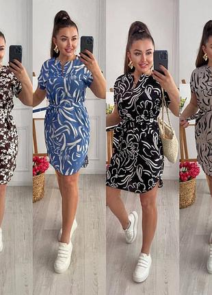 Женское короткое платье штапель 42-44 46-48 48-50 50-52