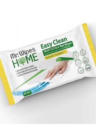 Вологі серветки для прибирання farmasi mr. wipes "лимон", 40 шт