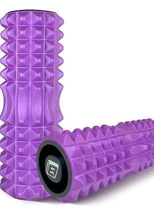 Ролик для масажу easyfit eva фіолетовий 33×13 см для масажу спини йоги та реабілітації (ef-2022a-v)