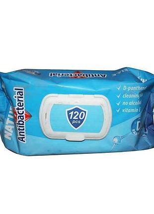 Вологі серветки антибактеріальні d - panthenol 120шт тм naturelle