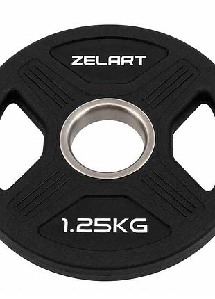 Млинці диски 1,25 кг поліуретанові tpu 2 handle металева втулка zelart ta-6995-1_25 ø51мм чорний