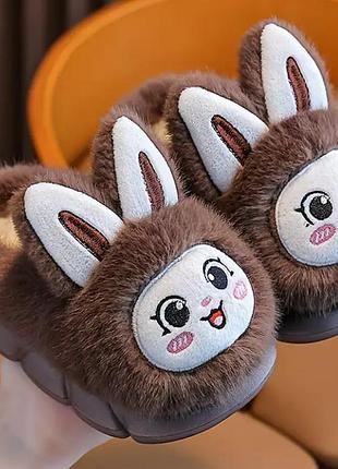 Дитячі домашні теплі капці лабубу 17.5 см коричневі art5360