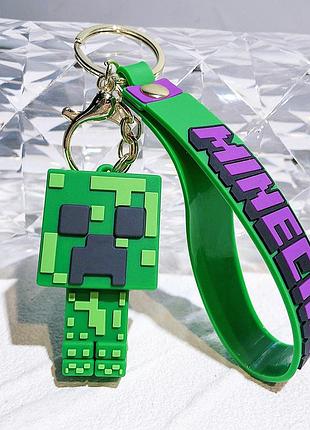Силиконовый брелок для ключей подвеска на сумку рюкзак крипер майнкрафт minecraft art3775