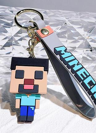 Силиконовый брелок для ключей подвеска на сумку рюкзак стив майнкрафт minecraft art3777