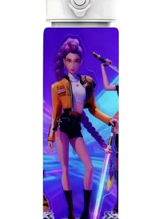 Дитяча пляшка для води з трубочкою кейпоп мисливиці на демонів kpop demon hunters 750 мл art6019