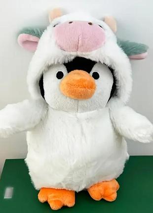 Мягкая детская игрушка пингвин в костюме коровы 23cм art5318