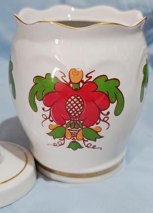 Винтажная фарфоровая сахарница с крышкой кекхз (киев), срстр, ручная роспись