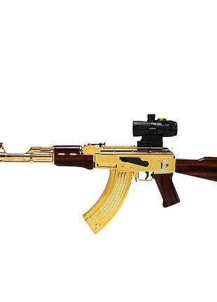 Игрушечный электрический автомат калашникова ак47 на орбизах золотой art5626