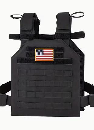 Универсальный жилет плитоноска с ситемой molle с флажком сша art6898