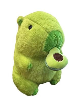 Мягкая детская плюшевая игрушка зелёная капибара с авокадо 20cм art5500