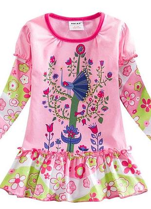 Детская туника с длинным рукавом neat примерно 4-5 лет 110 рост светло-розовая art2308