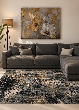 Килим сірий 1.6х2.3 м із низьким ворсом loft gray e946a для вітальні, спальні, коридору, кухні