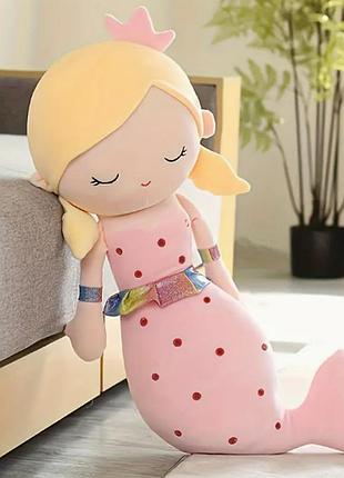 Мягкая детская плюшевая игрушка кукла русалочка 30 cм розовая art5350
