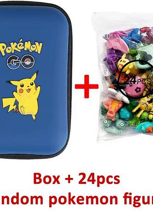 Бокс пенал із фігурками покемон pokemon 24 рандомні фігурки синій art5425