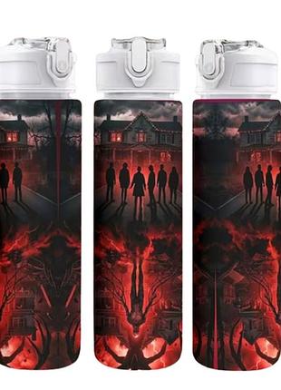 Дитяча пляшка для води з трубочкою дуже дивні дива stranger things 750 мл art6287
