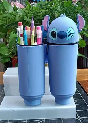 Силиконовый детский школьный пенал косметичка стич art4109