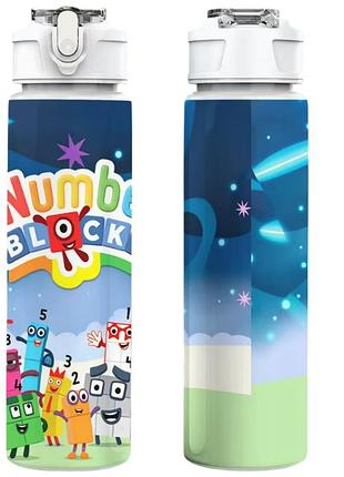 Детская бутылочка для воды с трубочкой numberblocks 750 мл art6192