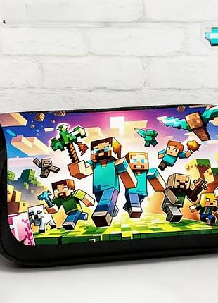 Дитячий шкільний пенал стів майнкрафт minecraft art6746