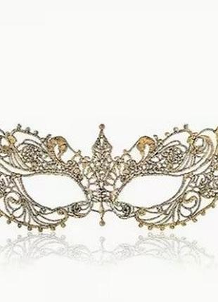 Карнавальная ажурная кружевная золотая маска art6975