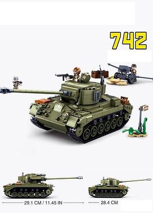 Конструктор американський танк м26 2/1 м38 першинг друга світова війна в коробці 742 деталей art2234