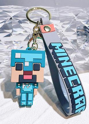 Силиконовый брелок для ключей подвеска на сумку рюкзак стив майнкрафт minecraft art3776