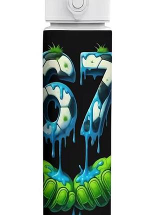 Дитяча пляшка для води з трубочкою 67 сікс севен вкради брейнрот six seven steal a brainrot 750 мл art5921