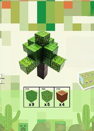 Детский магнитный конструктор дерево майнкрафт minecraft art3725