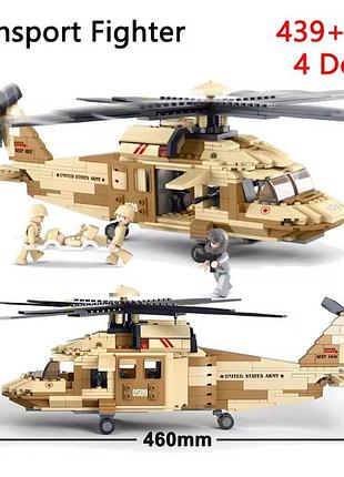 Военный конструктор медицинский десантный вертолёт sikorsky uh-60 black hawk 439 деталей art4187