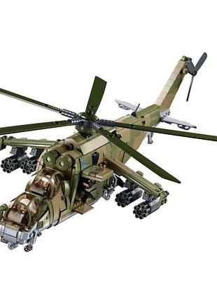 Конструктор штурмовий військовий вертоліт мі-24 893 деталей в коробці art3703