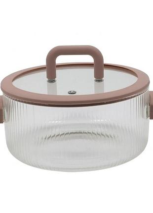 Каструля скляна з кришкою handled glass pot 2.5 л каструлька з термостійкого скла (1059)