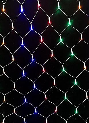 Гірлянда-сітка новорічна led valeso 160 rgb 1.2x1.5 м 8 режимів зелений провід lks5048