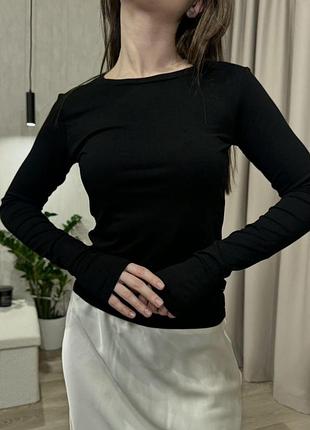 Жіночий базовий лонгслів із турецького трикотажу віскози чорний, 42/44