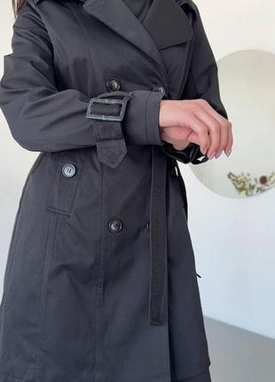 Женский базовый удлиненный тренч джинс-коттон + подкладка черный, s