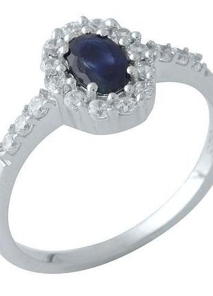 Серебряное родированное кольцо с натуральным сапфиром 1.048ct, 925 проба, размер 17
