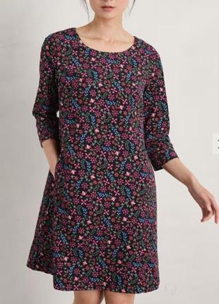Платье от британского бренда seasalt cornwall, модель west pentire a-line dress в фирменной расцветке с мелкими цветами, размер 12, 40