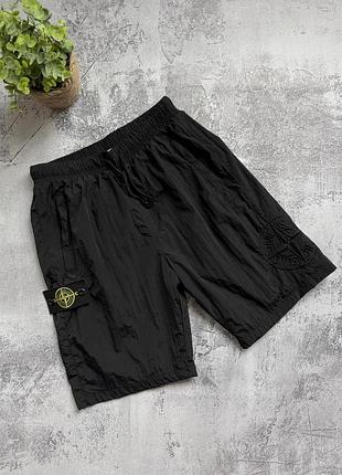 Шорти stone island стоун айленд чоловічі чорні нейлонові брендові літні спортивні s-xl s